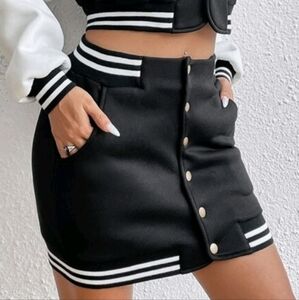 SHEIN Black and White Varsity Skirt